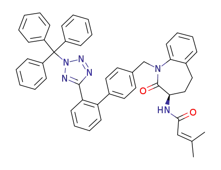 Molecular Structure of 168074-29-1 (3(R)-3-methyl-N-<2,3,4,5-tetrahydro-2-oxo-1-<<<2'-(N-triphenylmethyl)-tetrazol-5-yl><1,1'-biphenyl>-4-yl>-methyl>-1H-1-benzazepin-3-yl>-2-butenamide)