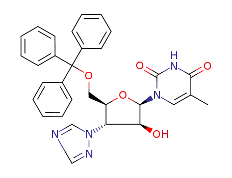 1-<5-O-trityl-3-(1,2,4-triazol-1-yl)-3-deoxy-β-D-arabinofuranosyl>thymine