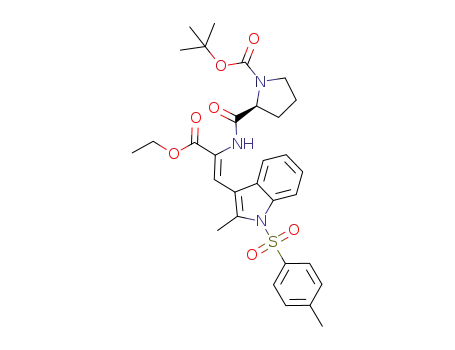 (S)-tert-butyl 2-[3-ethoxy-1-(2-methyl-1-tosyl-1H-indol-3-yl)-3-oxoprop-1-en-2-ylcarbamoyl]pyrrolidine-1-carboxylate