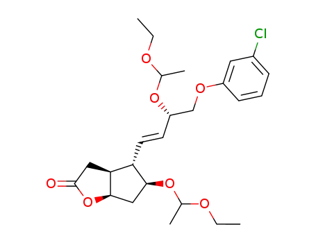 Molecular Structure of 109323-19-5 ((1SR,5RS,6RS,7RS)-6-<(3SR)-4-(3-chlorophenoxy)-3-(1-ethoxy-ethoxy)-1(E)-butenyl>-7-(1-ethoxy-ethoxy)-2-oxabicyclo<3.3.0>octan-3-one)