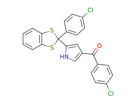 Molecular Structure of 147089-09-6 ((4-Chloro-phenyl)-{5-[2-(4-chloro-phenyl)-benzo[1,3]dithiol-2-yl]-1H-pyrrol-3-yl}-methanone)
