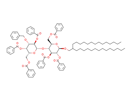 Molecular Structure of 195323-49-0 (2-(tetradecyl)hexadecyl O-(2,4,6-tri-O-benzoyl-3-O-benzyl-β-D-galactopyranosyl)-(1->4)-2,3,6-tri-O-benzoyl-β-D-glucopyranoside)