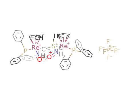 ((C<sub>5</sub>H<sub>5</sub>)Re(NO)(P(C<sub>6</sub>H<sub>5</sub>)3)CH<sub>2</sub>)2SCH<sub>3</sub><sup>(1+)</sup>*PF<sub>6</sub><sup>(1-)</sup>=[((C<sub>5</sub>H<sub>5</sub>)Re(NO)(P(C<sub>6</sub>H<sub>5</sub>)3)CH<sub>2</sub>)2SCH<sub>3</sub>]PF<sub>6</sub>