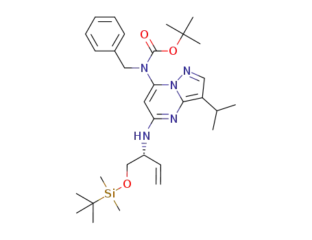(R)-tert-butyl benzyl(5-((1-((tert-butyldimethylsilyl)oxy)but-3-en-2-yl)amino)-3-iso-propylpyrazolo[1,5-a]pyrimidin-7-yl)carbamate