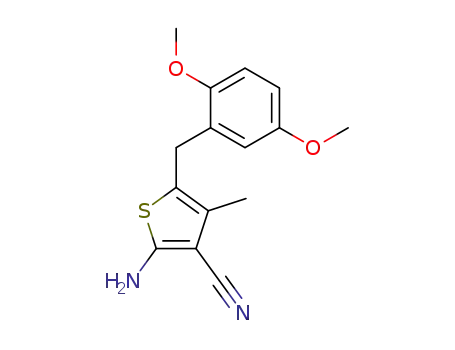 Molecular Structure of 152093-91-9 (2-amino-3-cyano-5-(2',5'-dimethoxybenzyl)-4-methylthiophene)