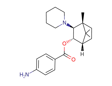 Molecular Structure of 77156-02-6 (1,7,7-Trimethyl-2-exo-piperidinobicyclo(2.2.1)heptan-3-endo-ol p-amino benzoate (ester))