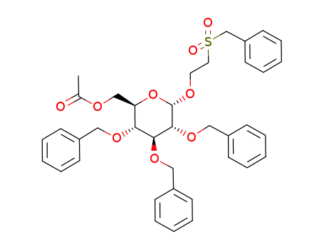 Acetic acid (2R,3R,4S,5R,6S)-3,4,5-tris-benzyloxy-6-(2-phenylmethanesulfonyl-ethoxy)-tetrahydro-pyran-2-ylmethyl ester