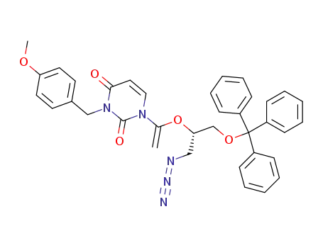 3'-Azido-2',3'-dodeoxy-3-(4-methoxybenzyl)-5'-O-(triphenylmethyl)-2',3'-secouridin-1'-ene