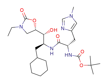 N-(tert-butyloxycarbonyl)-τ-methyl-L-histidine amide of (1'R,2'S,5S)-5-(2'-amino-3'-cyclohexyl-1'-hydroxypropyl)-3-ethyloxazolidin-2-one