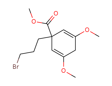 Molecular Structure of 103669-15-4 (2,5-Cyclohexadiene-1-carboxylic acid,
1-(3-bromopropyl)-3,5-dimethoxy-, methyl ester)
