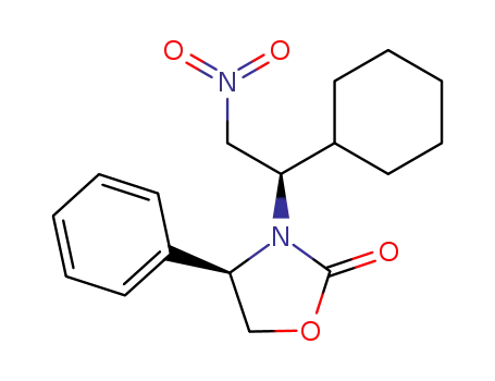 Molecular Structure of 189350-21-8 (2-Oxazolidinone, 3-[(1R)-1-cyclohexyl-2-nitroethyl]-4-phenyl-, (4R)-)