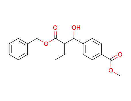 Molecular Structure of 122594-13-2 (4-(2-Benzyloxycarbonyl-1-hydroxy-butyl)-benzoic acid methyl ester)