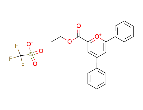 Molecular Structure of 85056-65-1 (2-(ETHOXYCARBONYL)-4,6-DIPHENYLPYRANIUM TRIFLUOROMETHANESULFONATE)