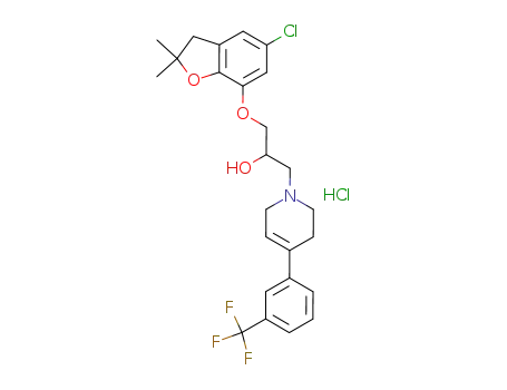 1-[(2,3-dihydro-2,2-dimethyl-5-chloro-benzofuran-7-yl)-oxy]-[4-(3-trifluoromethyl-phenyl)-1,2,5,6-tetrahydro-pyridin-1-yl]-propan-2-ol hydrochloride