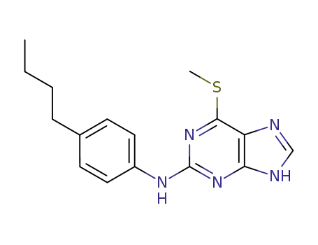 Molecular Structure of 104715-70-0 (N-(4-butylphenyl)-6-(methylsulfanyl)-9H-purin-2-amine)