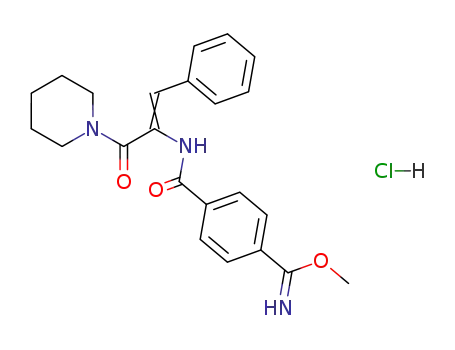 Molecular Structure of 90291-05-7 (Benzenecarboximidic acid,
4-[[[2-phenyl-1-(1-piperidinylcarbonyl)ethenyl]amino]carbonyl]-, methyl
ester, monohydrochloride)