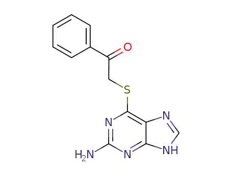 Molecular Structure of 98018-39-4 (Ethanone, 2-[(2-amino-1H-purin-6-yl)thio]-1-phenyl-)