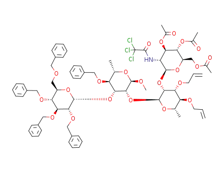 methyl (3,4,6-tri-O-acetyl-2-trichloroacetamino-2-deoxy-β-D-glucopyranosyl)-(1->2)-(3,4-di-O-allyl-α-L-rhamnopyranosyl)-(1->2)-[2,3,4,6-tetra-O-benzyl-α-D-glucopyranosyl(1->3)]-4-O-benzyl-α-L-rhamnopyranoside