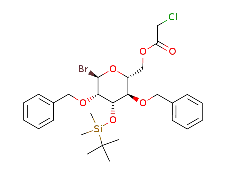 Chloro-acetic acid (2R,3R,4S,5S,6R)-3,5-bis-benzyloxy-6-bromo-4-(tert-butyl-dimethyl-silanyloxy)-tetrahydro-pyran-2-ylmethyl ester