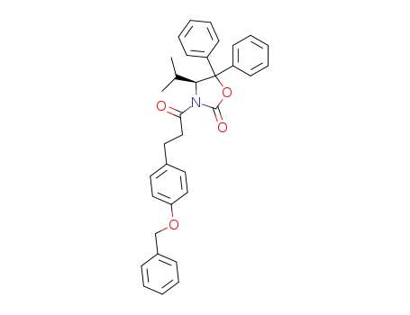 Molecular Structure of 218800-39-6 ((S)-3-<3-<4-(benzyloxy)phenyl>-1-oxopropyl>-4-(1-methylethyl)-5,5-diphenyloxazolidin-2-one)