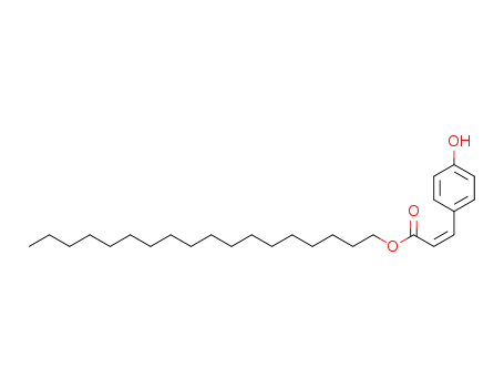Molecular Structure of 72943-88-5 (2-Propenoic acid, 3-(4-hydroxyphenyl)-, octadecyl ester, (2E)-)