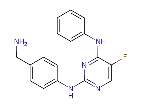 Molecular Structure of 916603-07-1 (N2-[4-(Aminomethyl)phenyl]-5-fluoro-N4-phenylpyrimidine-2,4-diamine)
