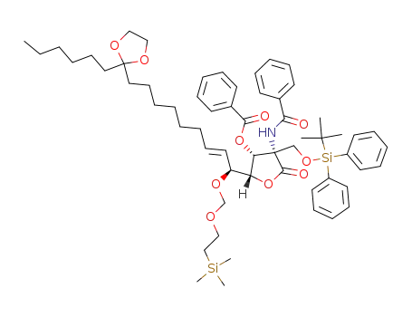 (2'E,1'S,3S,4R,5R)-3-benzamido-4-benzoyloxy-3-(tert-butyldiphenylsilyloxymethyl)-5-[10',10'-ethylenedioxy-1'-[2-(trimethylsilyl)ethoxymethoxy]hexadec-2'-en-1'-yl]-2-oxo-tetrahydrofuran