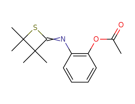 Molecular Structure of 204649-38-7 (Phenol, 2-[(3,3,4,4-tetramethyl-2-thietanylidene)amino]-, acetate (ester))