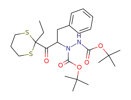 (+/-)-2-(2-(N,N'-bis(t-butoxycarbonyl)hydrazino)-3-phenylpropanoyl)-2-ethyl-1,3-dithiane