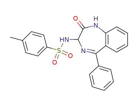 Molecular Structure of 215511-32-3 (4-Methyl-N-(2-oxo-5-phenyl-2,3-dihydro-1H-benzo[e][1,4]diazepin-3-yl)-benzenesulfonamide)
