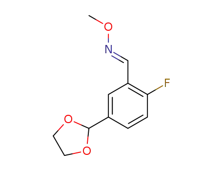 Molecular Structure of 166408-34-0 (2-{4-Fluoro-3-[(methoxyimino)methyl]phenyl}-1,3-dioxolane)