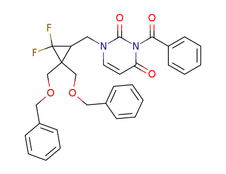 (+/-)-3-benzoyl-1-[(1 RS)-2,2-di(benzyloxymethyl)-3,3-difluorocyclopropylmethyl]-1,2,3,4-tetrahydro-2,4-pyrimidinedione