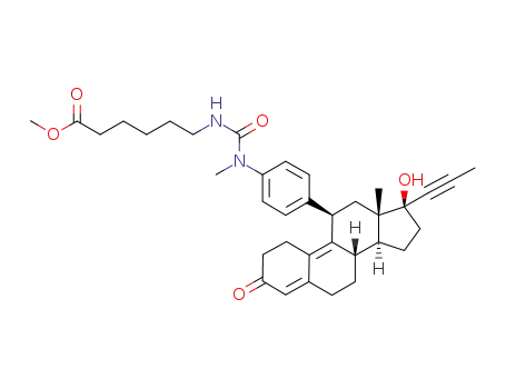 17β-hydroxy-11β-{4-[1-methyl-3-(5-methoxycarbonylpentyl)-ureido]-phenyl}-17α-(1-propinyl)-estra-4,9-dien-3-one