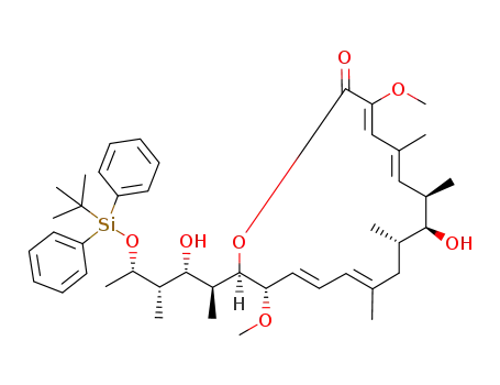 Molecular Structure of 1132970-14-9 ((3Z,5E,7R,8S,9S,11E,13E,15S,16R)-16-((2S,3R,4S,5S)-5-(tert-butyldiphenylsilyloxy)-3-hydroxy-4-methylhexan-2-yl)-8-hydroxy-3,15-dimethoxy-5,7,9,11-tetramethyloxacyclohexadeca-3,5,11,13-tetraen-2-one)