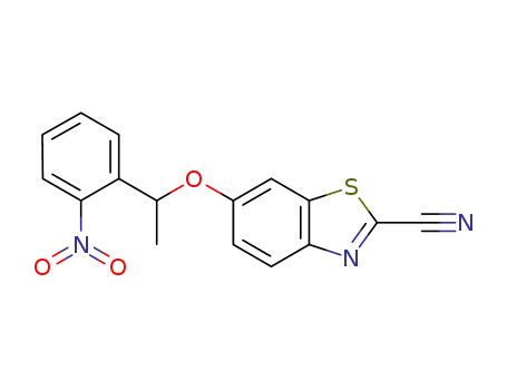 Molecular Structure of 1186015-39-3 (2-cyano-6-(1-(2-nitrophenyl)ethoxy)benzothiazole)