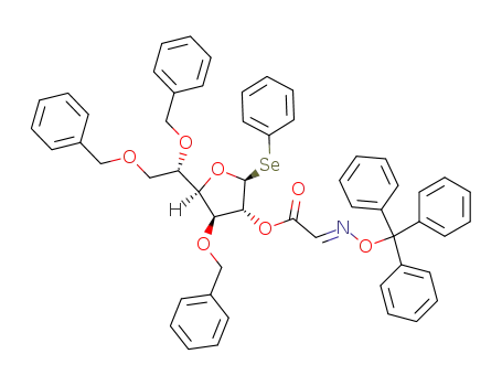 [(E)-Trityloxyimino]-acetic acid (2S,3R,4S,5R)-4-benzyloxy-5-((S)-1,2-bis-benzyloxy-ethyl)-2-phenylselanyl-tetrahydro-furan-3-yl ester