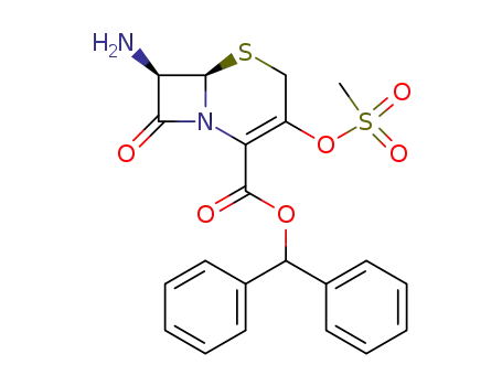 Molecular Structure of 74704-03-3 (5-Thia-1-azabicyclo[4.2.0]oct-2-ene-2-carboxylic acid,
7-amino-3-[(methylsulfonyl)oxy]-8-oxo-, diphenylmethyl ester, (6R,7R)-)