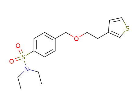 Molecular Structure of 212262-19-6 (<i>N</i>,<i>N</i>-diethyl-4-(2-thiophen-3-yl-ethoxymethyl)-benzenesulfonamide)