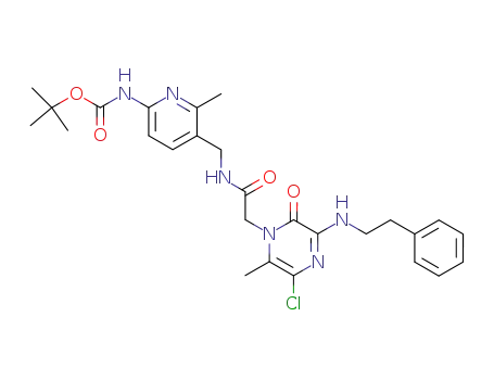 3-(2-phenethylamino)-5-chloro-6-methyl-1-(2-tert-butoxycarbonylamino-6-methyl-5-methylenecarboxamidomethylpyridinyl)pyrazinone