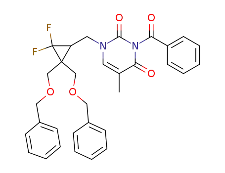 (+/-)-3-benzoyl-1-[(1 RS)-2,2-di(benzyloxymethyl)-3,3-difluorocyclopropylmethyl]-5-methyl-1,2,3,4-tetrahydro-2,4-pyrimidinedione