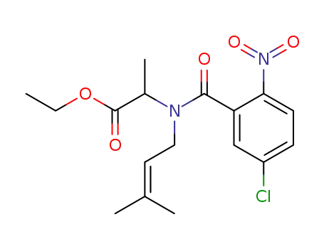 Molecular Structure of 258850-23-6 ((+/-)-ethyl N-(5-chloro-2-nitrobenzoyl)-N-(3-methyl-2-butenyl)alanine)