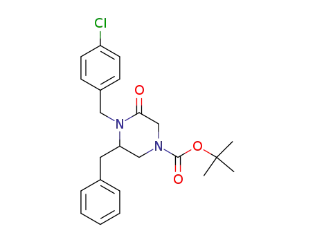 Molecular Structure of 305324-50-9 (4-[(tert-butoxy)carbonyl]-1-[(4-chlorophenyl)methyl]-6-(phenylmethyl)piperazin-2-one)