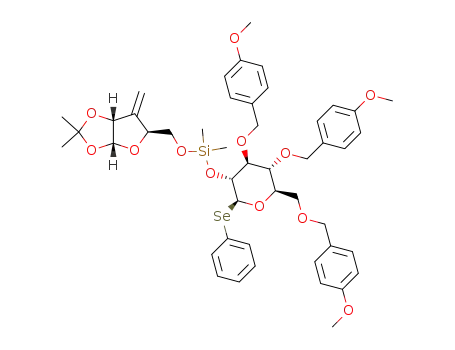 [(2S,3R,4S,5R,6R)-4,5-Bis-(4-methoxy-benzyloxy)-6-(4-methoxy-benzyloxymethyl)-2-phenylselanyl-tetrahydro-pyran-3-yloxy]-((3aR,5S,6aR)-2,2-dimethyl-6-methylene-tetrahydro-furo[2,3-d][1,3]dioxol-5-ylmethoxy)-dimethyl-silane