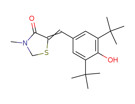 Molecular Structure of 107889-31-6 ((5Z)-5-[(3,5-di-tert-butyl-4-hydroxyphenyl)methylidene]-3-methyl-1,3-thiazolidin-4-one)