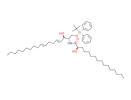 Molecular Structure of 262592-95-0 ((2S,3R,4E,8E,2'R)-1-(t-butyldiphenylsilyl)oxy-2-(2'-hydroxyhexadecanoyl)amino-4,8-octadien-3-ol)