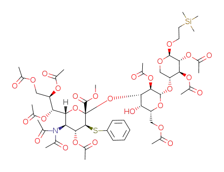 2-(trimethylsilyl)ethyl (methyl 4,7,8,9-tetra-O-acetyl-5-N,N-diacetylamino-3,5-dideoxy-3-phenylthio-D-erythro-β-L-gluco-non-2-ulopyranosylonate)-(2->3)-(2,6-di-O-acetyl-β-D-galactopyranosyl)-(1->4)-2,3-di-O-acetyl-β-D-xylopyranoside