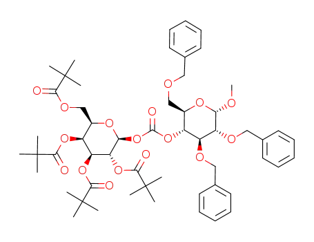 2,2-Dimethyl-propionic acid (2S,3R,4S,5S,6R)-2-((2R,3R,4S,5R,6S)-4,5-bis-benzyloxy-2-benzyloxymethyl-6-methoxy-tetrahydro-pyran-3-yloxycarbonyloxy)-4,5-bis-(2,2-dimethyl-propionyloxy)-6-(2,2-dimethyl-propionyloxymethyl)-tetrahydro-pyran-3-yl ester