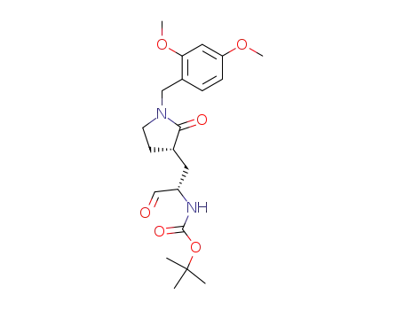 Molecular Structure of 223526-35-0 ({(S)-2-[(S)-1-(2,4-Dimethoxy-benzyl)-2-oxo-pyrrolidin-3-yl]-1-formyl-ethyl}-carbamic acid tert-butyl ester)