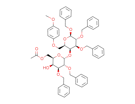Molecular Structure of 344551-06-0 (Benzyl O-(6-O-acetyl-2,3-di-O-benzyl-α-D-galactopyranosyl)-(1->4)-2,3-di-O-benzyl-6-O-(4-methoxyphenyl)-β-D-galactopyranoside)