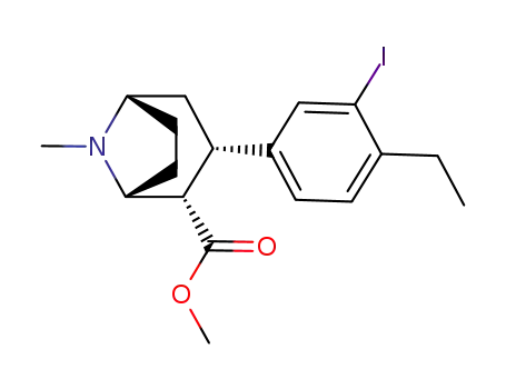 Molecular Structure of 204068-47-3 (8-Azabicyclo[3.2.1]octane-2-carboxylic acid,
3-(4-ethyl-3-iodophenyl)-8-methyl-, methyl ester, (1R,2S,3S,5S)-)